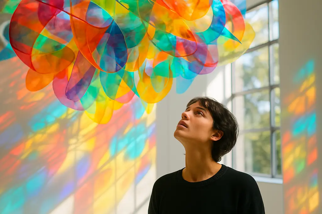 Sandra installations with waxed drawings suspended in a quiet gallery space