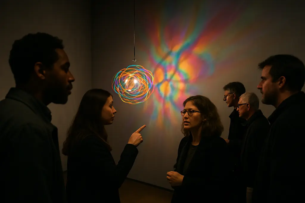 Surrealism light sculpture casting soft shadows in a gallery room